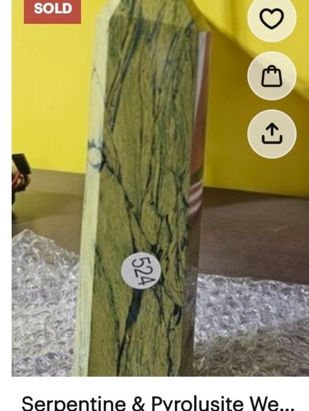 Natural Serpentine & Pyrolusite Decorative Stone Slab - Green